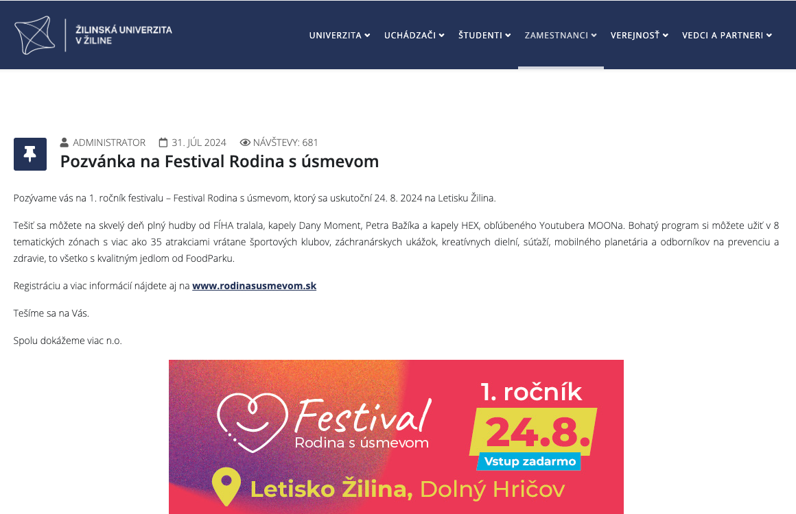 Pozvánka na Festival Rodina s úsmevom